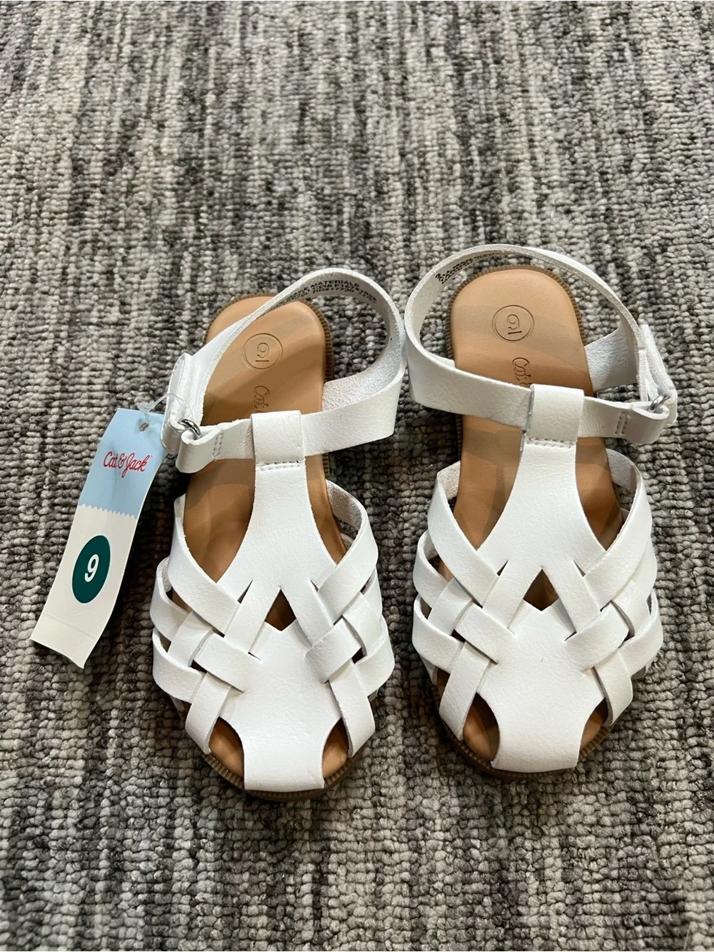 Cat & Jack White Girls' Woven T-Strap Sandals